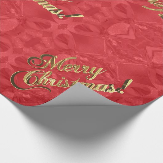 Frohe Weihnachten Elegant Rot und Gold Script Geschenkpapier (Ecke)