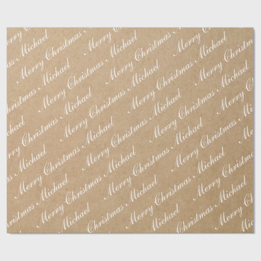 Frohe Weihnachten Elegant Script Text Kraft Stil Geschenkpapier (Flach)