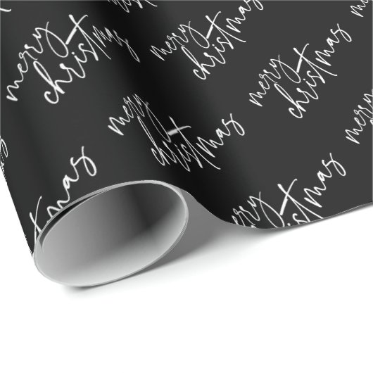 Frohe Weihnachten Elegant Script Typografie Geschenkpapier (Rolleneckpunkt)