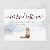 Frohe Weihnachten Elegant Script Winter Fox Postkarte (Vorderseite)