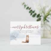 Frohe Weihnachten Elegant Script Winter Fox Postkarte (Stehend Vorderseite)