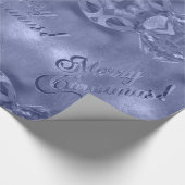 Frohe Weihnachten Elegant Silver Blue Geschenkpapier (Ecke)