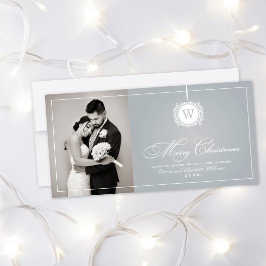 Frohe Weihnachten Elegant Silver Monogram Foto