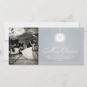 Frohe Weihnachten Elegant Silver Monogram Foto (Vorderseite)