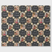 Frohe Weihnachten Elegant Snowflake Foto Black Geschenkpapier (Flach)