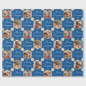 Frohe Weihnachten Elegant Snowflake Foto Blau Geschenkpapier (Flach)