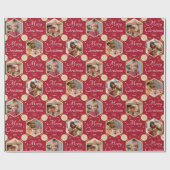 Frohe Weihnachten Elegant Snowflake Foto Deep Red Geschenkpapier (Flach)