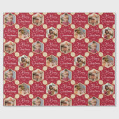 Frohe Weihnachten Elegant Snowflake Foto Deep Red Geschenkpapier (Flach)