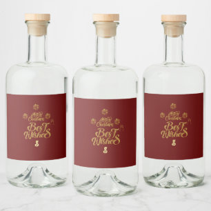Frohe Weihnachten Elegant Trendy Alkoholflaschenetikett