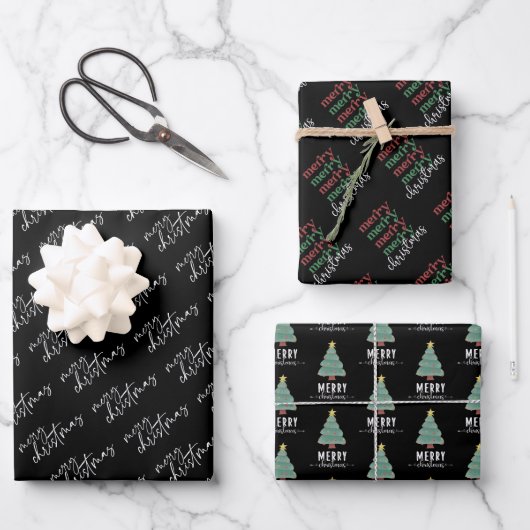 Frohe Weihnachten Elegant und moderne Typografie Geschenkpapier Set (Vorderseite)