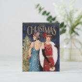 Frohe Weihnachten Elegant Vintag Retro Ladys Postkarte (Stehend Vorderseite)