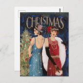 Frohe Weihnachten Elegant Vintag Retro Ladys Postkarte (Vorne/Hinten)
