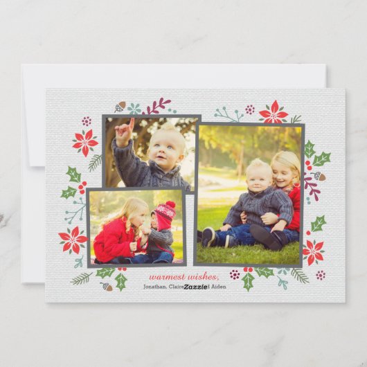 Frohe Weihnachten Elegant White Script Foto Collag (Rückseite)