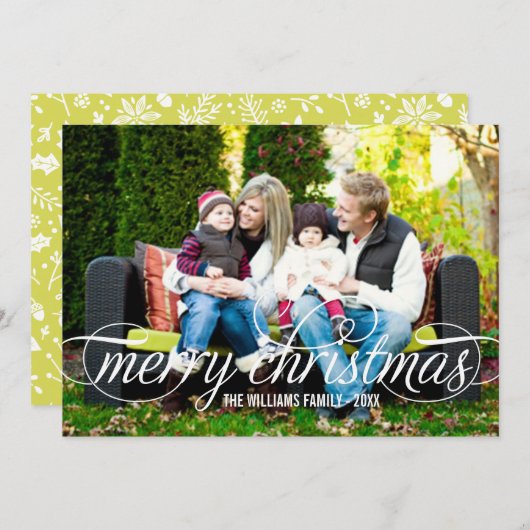 Frohe Weihnachten Elegant White Script Overlay (Vorne/Hinten)