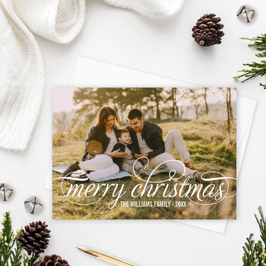 Frohe Weihnachten Elegant White Script Overlay