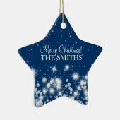 Frohe Weihnachten Elegant Winter Sparkle Royal Blu Keramik Ornament (Rechts)