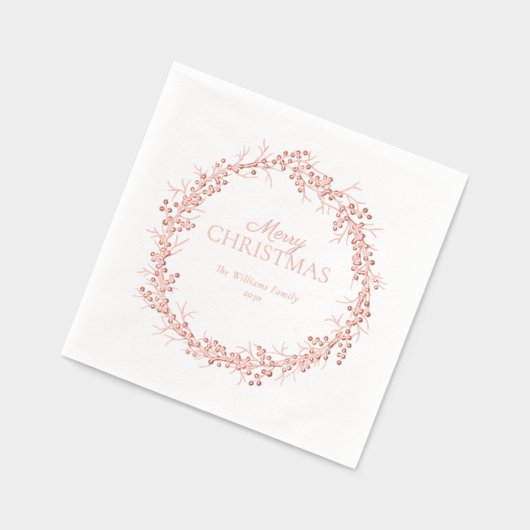 Frohe Weihnachten Elegant Wreath Party Rose Gold Servietten Mit Folie (Links)