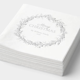 Frohe Weihnachten Elegant Wreath Simple Party Silv Servietten Mit Folie