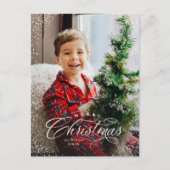 Frohe Weihnachten elegant zwei Foto Schnee Rahmen (Vorderseite)