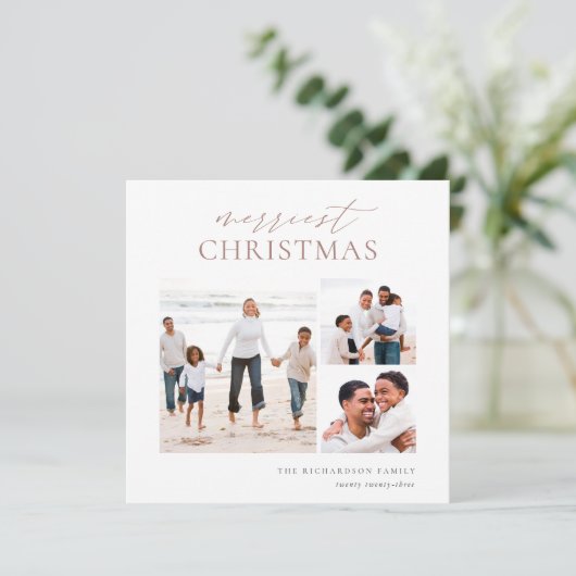 Frohe Weihnachten Elegante 3 Foto Collage (Stehend Vorderseite)