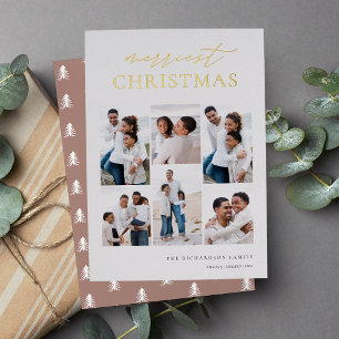 Frohe Weihnachten Elegante 6 Foto Collage Folien Feiertagskarte