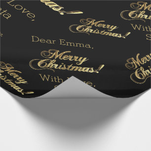 Frohe Weihnachten Elegante Black Imitats Gold Foil Geschenkpapier