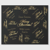 Frohe Weihnachten Elegante Black Imitats Gold Foil Geschenkpapier (Flach)
