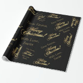 Frohe Weihnachten Elegante Black Imitats Gold Foil Geschenkpapier (Ungerollt)