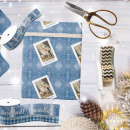 Frohe Weihnachten Elegante Blaue Magnetkarte Geschenkpapier