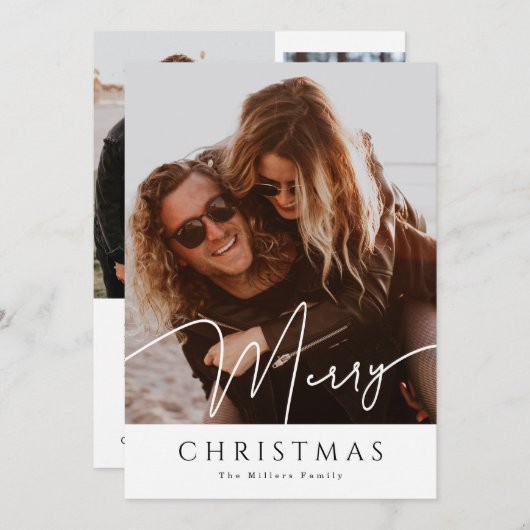 Frohe Weihnachten Elegante Collage 4 Foto Holiday (Vorne/Hinten)