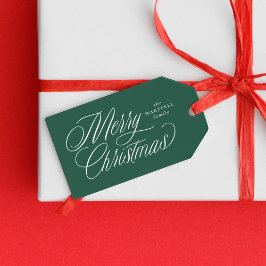 Frohe Weihnachten elegante Drehbuch grün Urlaub Geschenkanhänger