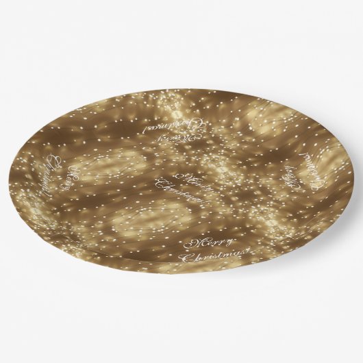Frohe Weihnachten Elegante Festliche Lichterfolge Pappteller (Schrägansicht)