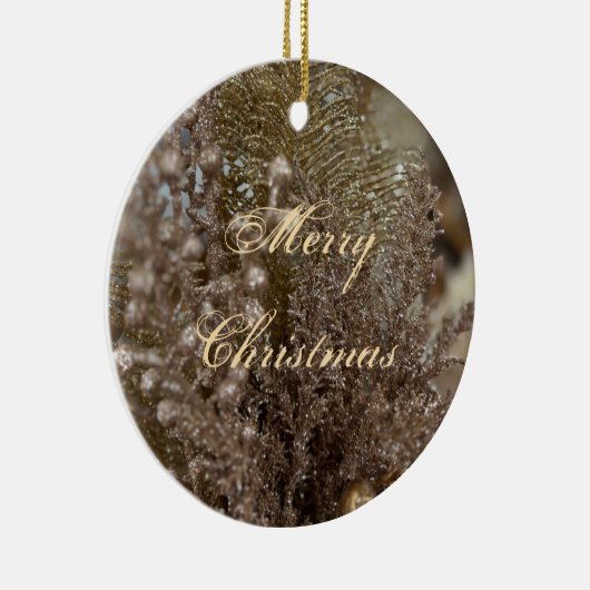 Frohe Weihnachten Elegante Gold Keramik Ornament (Rechts)