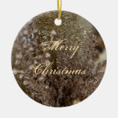 Frohe Weihnachten Elegante Gold Keramik Ornament (Vorne)