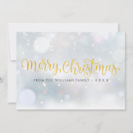 Frohe Weihnachten Elegante Gold Script Snowflakes