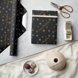 Frohe Weihnachten Elegante Golden Snowflakes Geschenkpapier