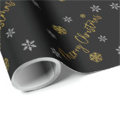 Frohe Weihnachten Elegante Golden Snowflakes Geschenkpapier (Rolleneckpunkt)