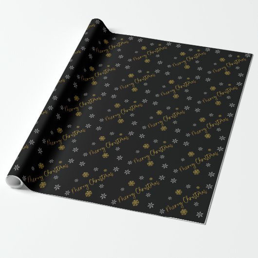 Frohe Weihnachten Elegante Golden Snowflakes Geschenkpapier (Ungerollt)