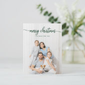 Frohe Weihnachten Elegante Grüne Schrift Einzigart Postkarte (Stehend Vorderseite)
