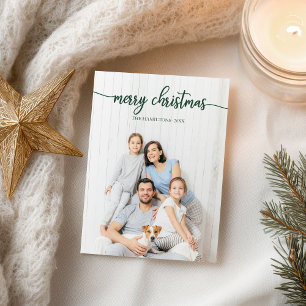 Frohe Weihnachten Elegante Grüne Schrift Einzigart Postkarte
