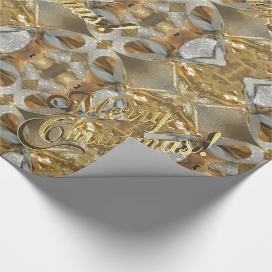 Frohe Weihnachten Elegante Imitate Gold Silver Scr Geschenkpapier (Ecke)