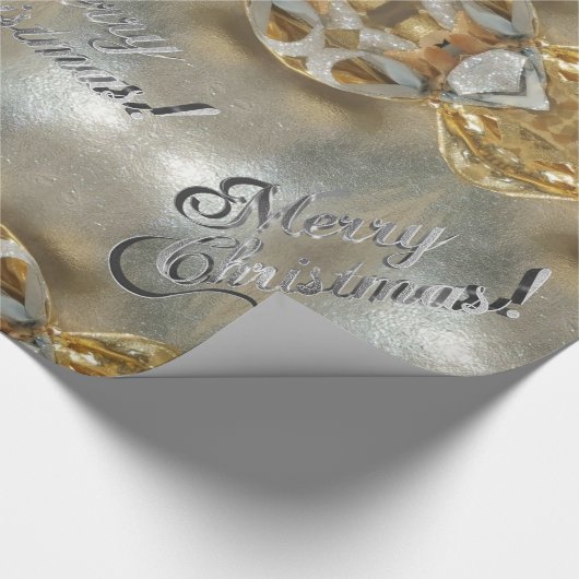Frohe Weihnachten Elegante Imitate Gold Silver Scr Geschenkpapier (Ecke)