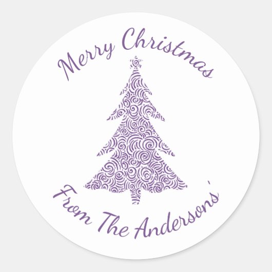 Frohe Weihnachten elegante moderne Weihnachtsbaum Runder Aufkleber (Vorderseite)