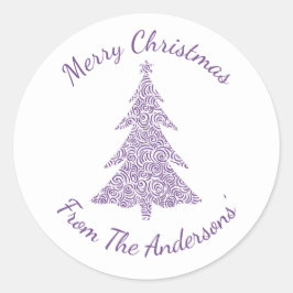 Frohe Weihnachten elegante moderne Weihnachtsbaum Runder Aufkleber