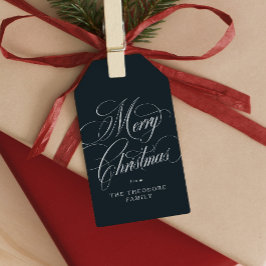 Frohe Weihnachten elegante navyblaue Feiertage Geschenkanhänger