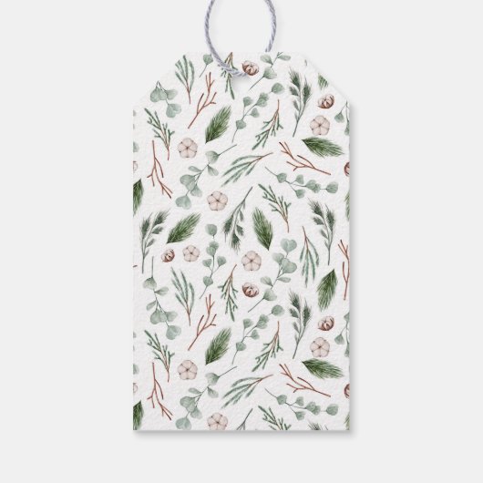 Frohe Weihnachten Elegante Pine & Familienname Geschenkanhänger (Rückseite)