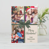 Frohe Weihnachten Elegante Schleife Geschenk Foto (Stehend Vorderseite)