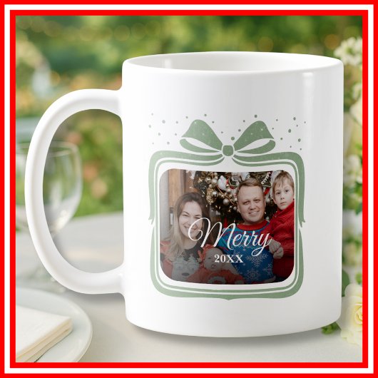 Frohe Weihnachten Elegante Schleife Geschenk Foto  Kaffeetasse