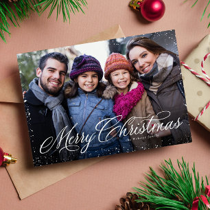 Frohe Weihnachten elegante Schrift ein Foto Schnee