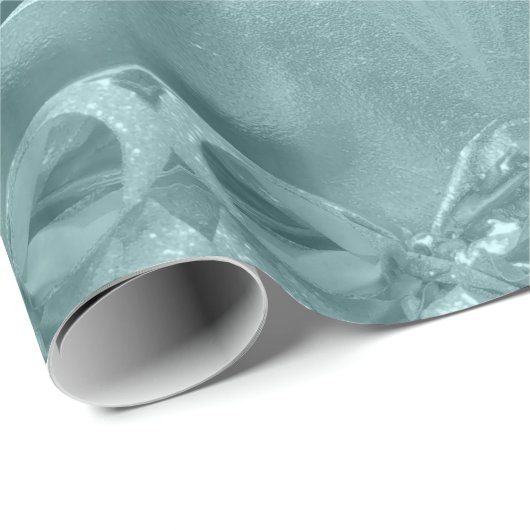 Frohe Weihnachten Elegante Script Blue Turquoise Geschenkpapier (Rolleneckpunkt)